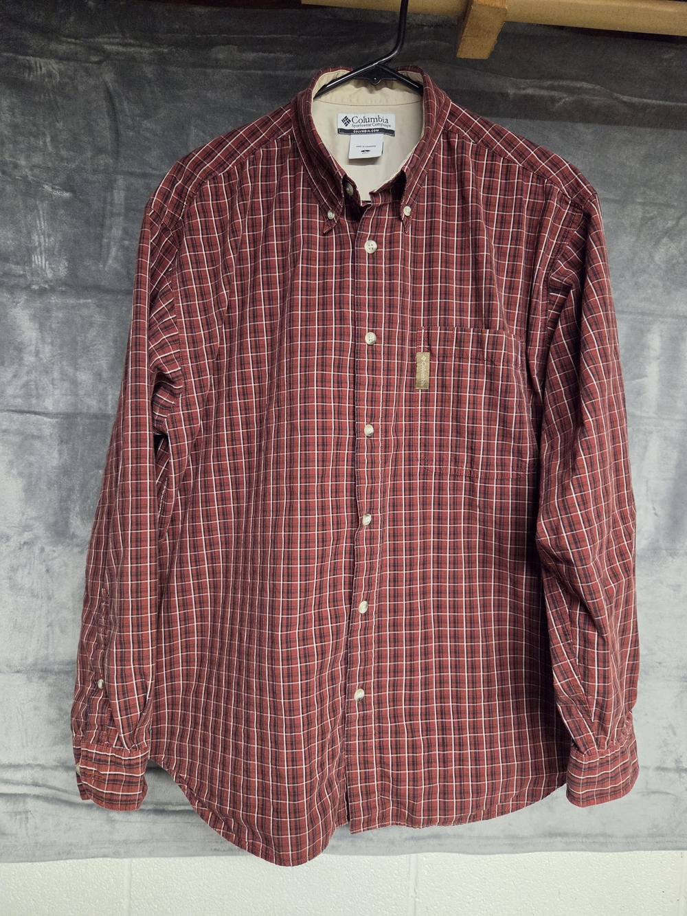 Columbia Men’s Red Plaid Button-Down Shirt